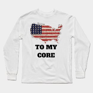 "To My Core" US Flag Graphic Long Sleeve T-Shirt